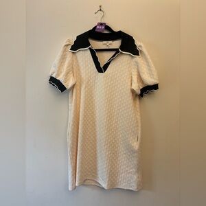 69. Entro Cream and Black Textured Mini Dress